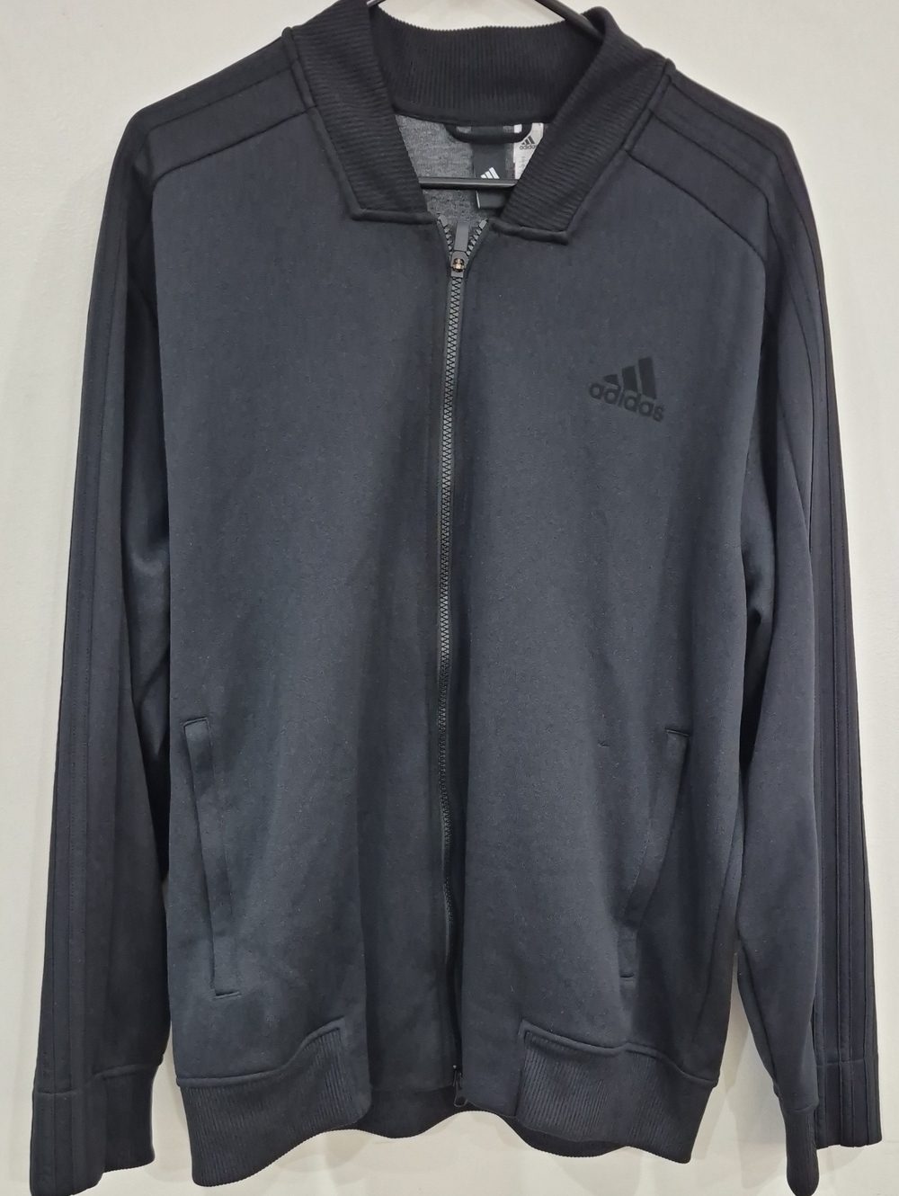 adidas Black Zip-Up Bomber Jacket with Subtle Logo